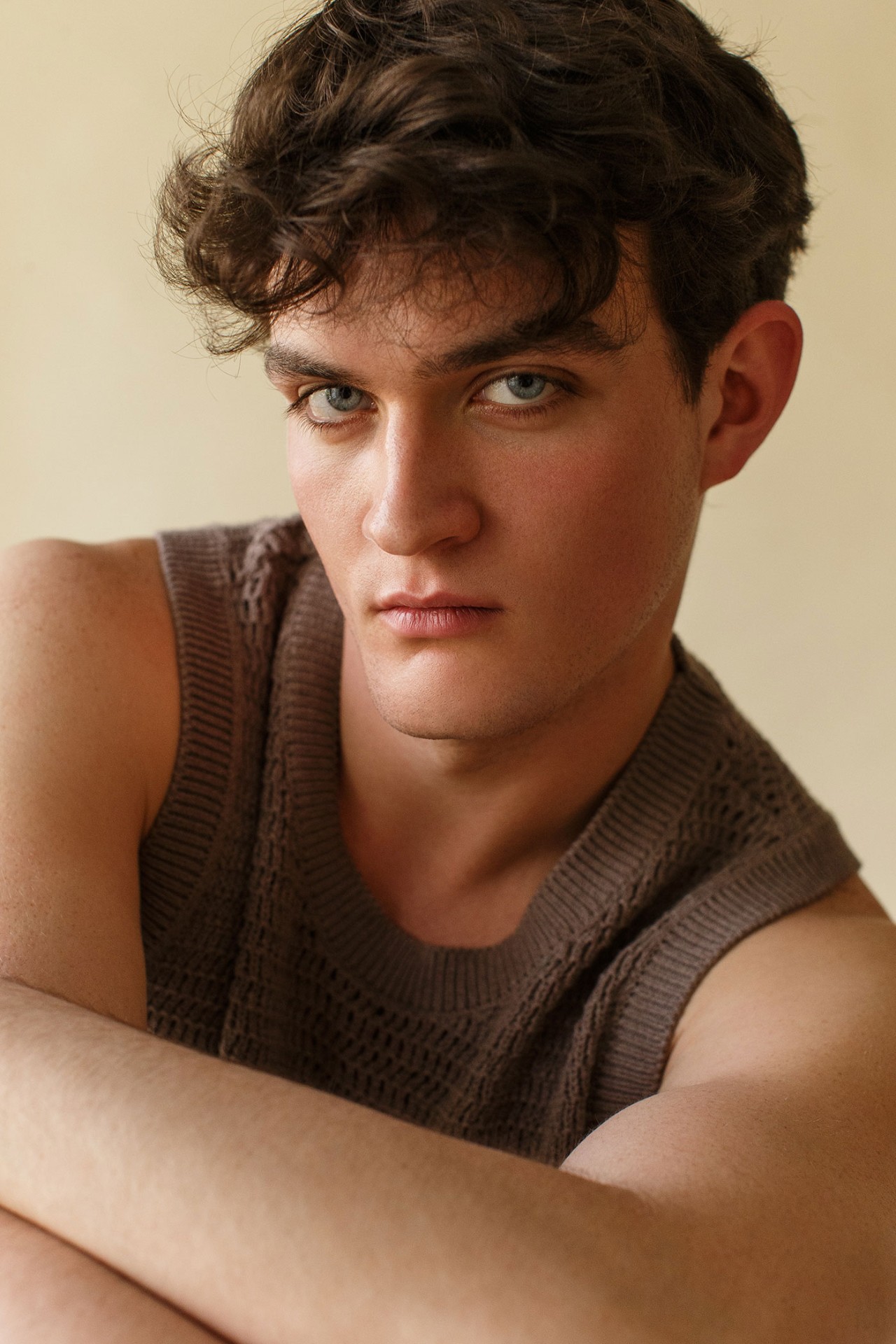 Male beauty portrait in knit vest