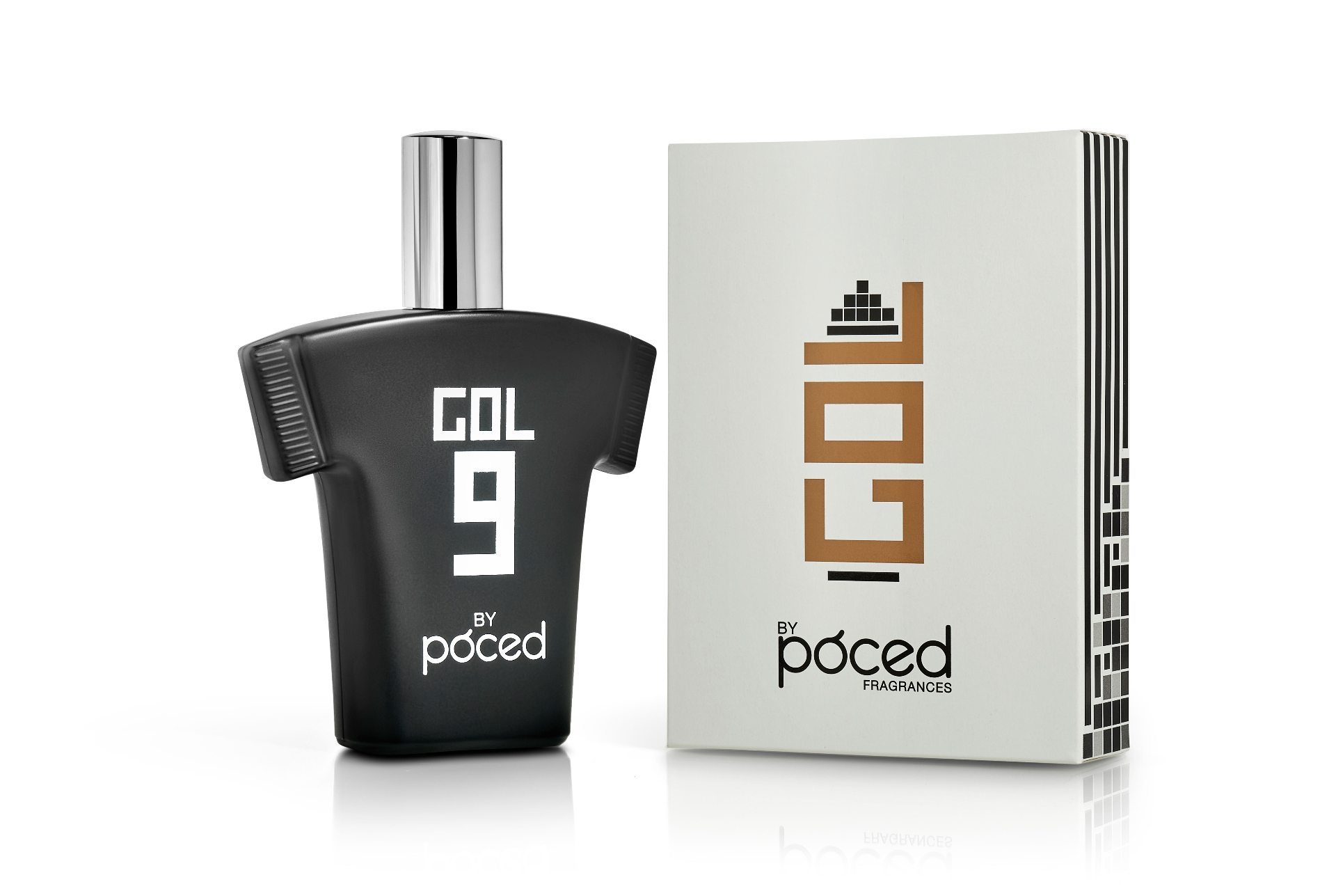 Gol by Poced fragrance bottle and packaging on white